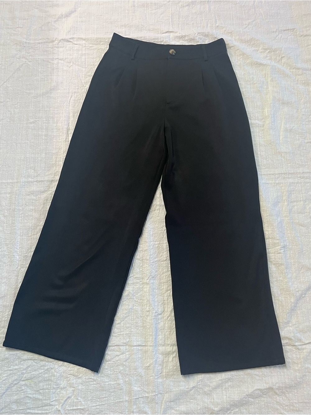 Black Wide-Leg Pleated Front Pants for Women